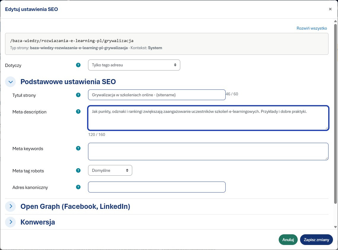 Moduł SEO: platforma widoczna w wyszukiwarkach